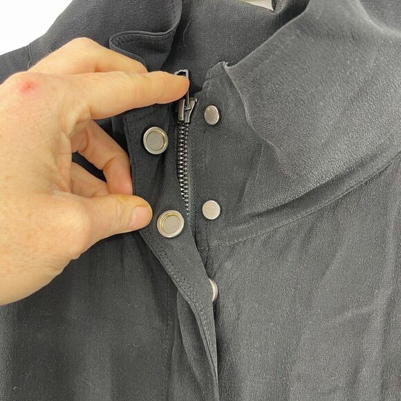Eileen Fisher Jacket Women's Small Black 100% Silk Pockets Full Zip Long Sleeve - Picture 8 of 13